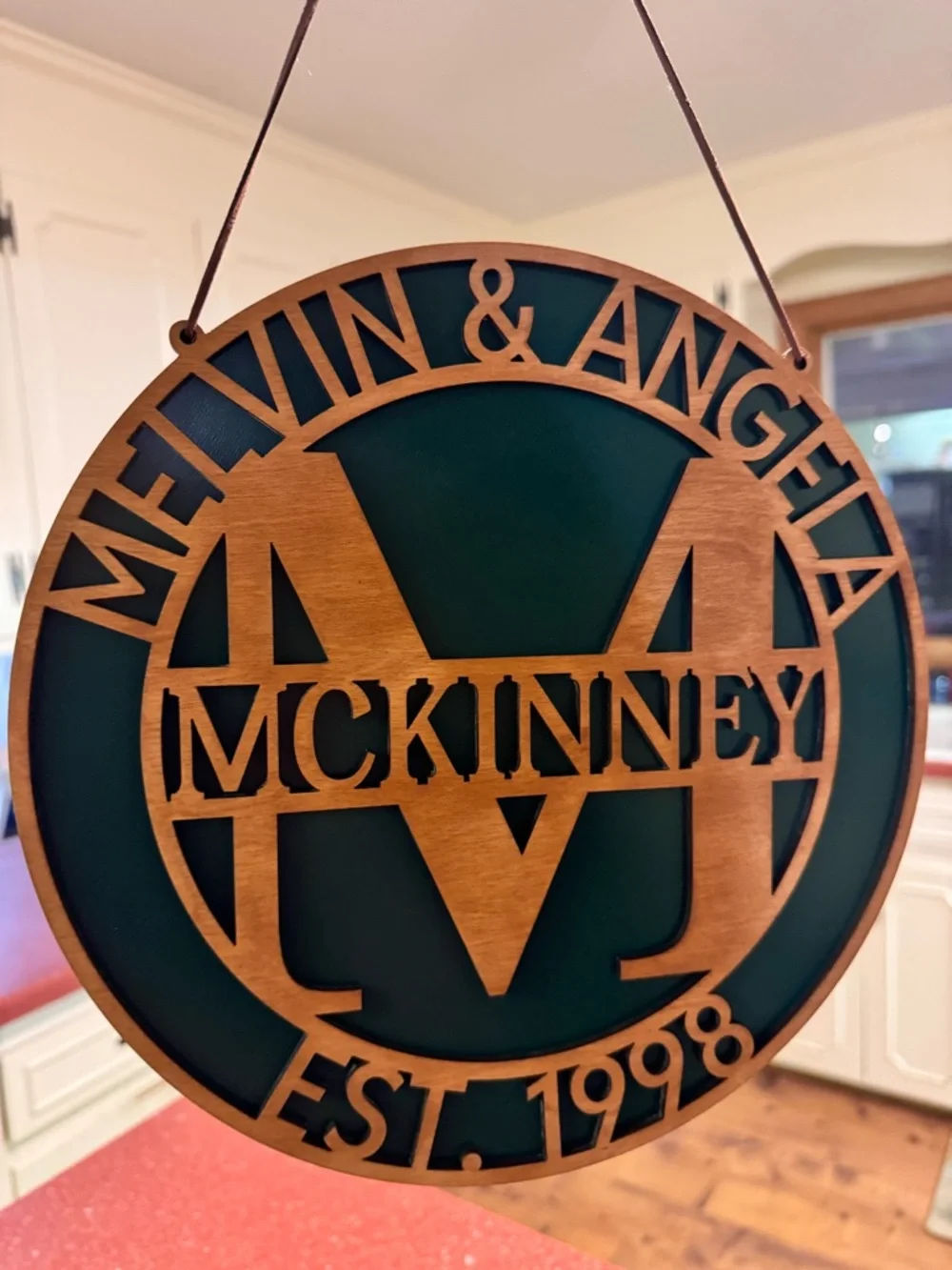 Hand crafted by me 2 layer wood customized family name wall sign 12”X12” - Picture 3 of 3